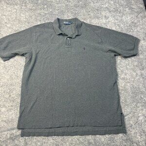 Polo Ralph Lauren Polo Shirt Mens XL‎ Gray Logo Pony Short Sleeve 100% Cotton